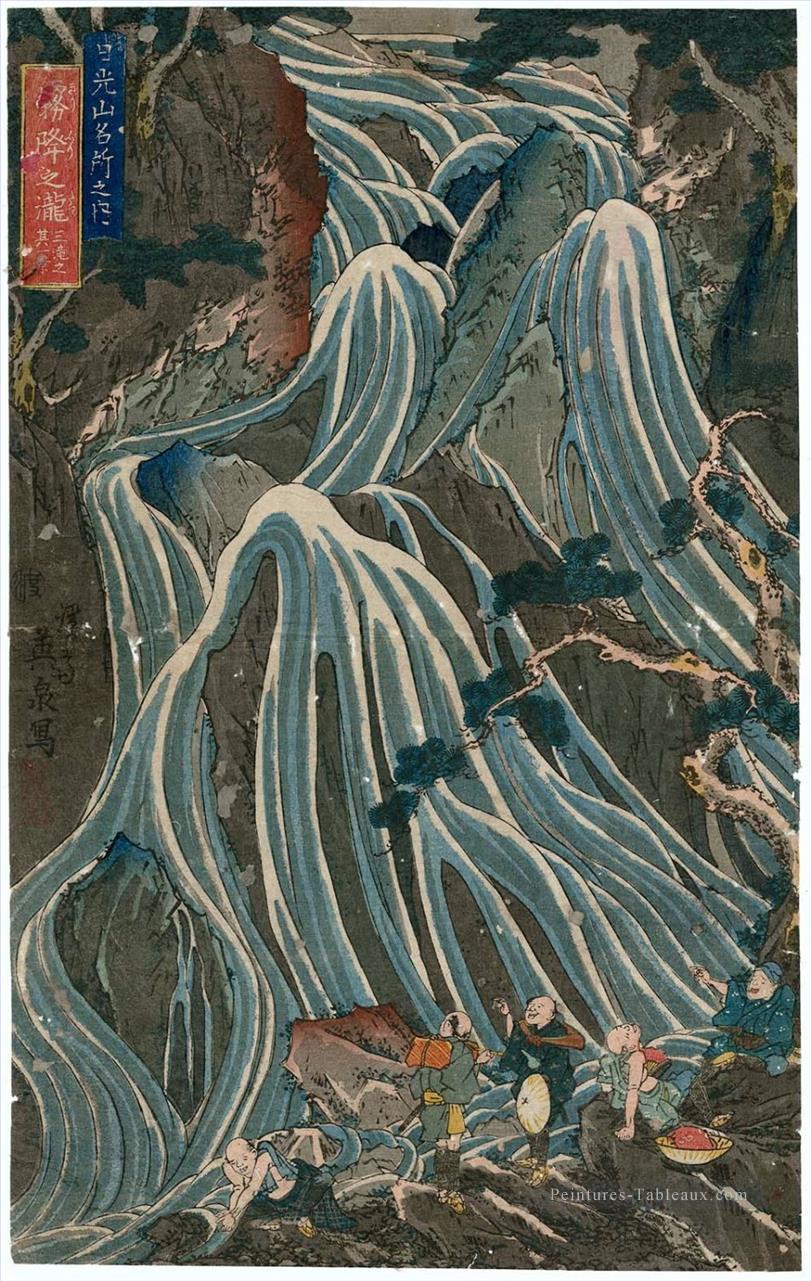 le Kirifuri tombe l’une des trois chutes d’eau 1847 Keisai, japonais Peintures à l'huile